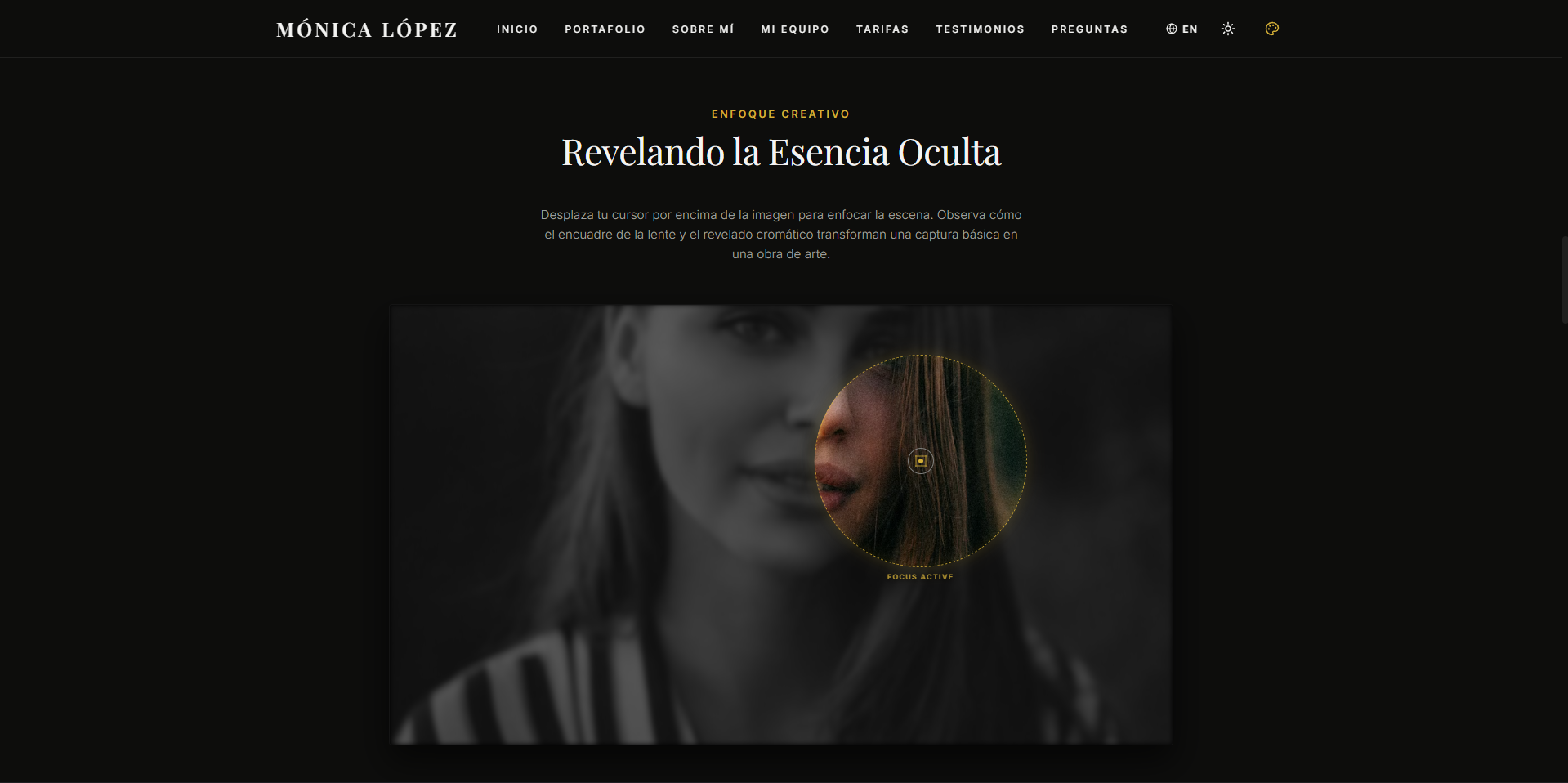 Sección Interactiva de Enfoque GSAP