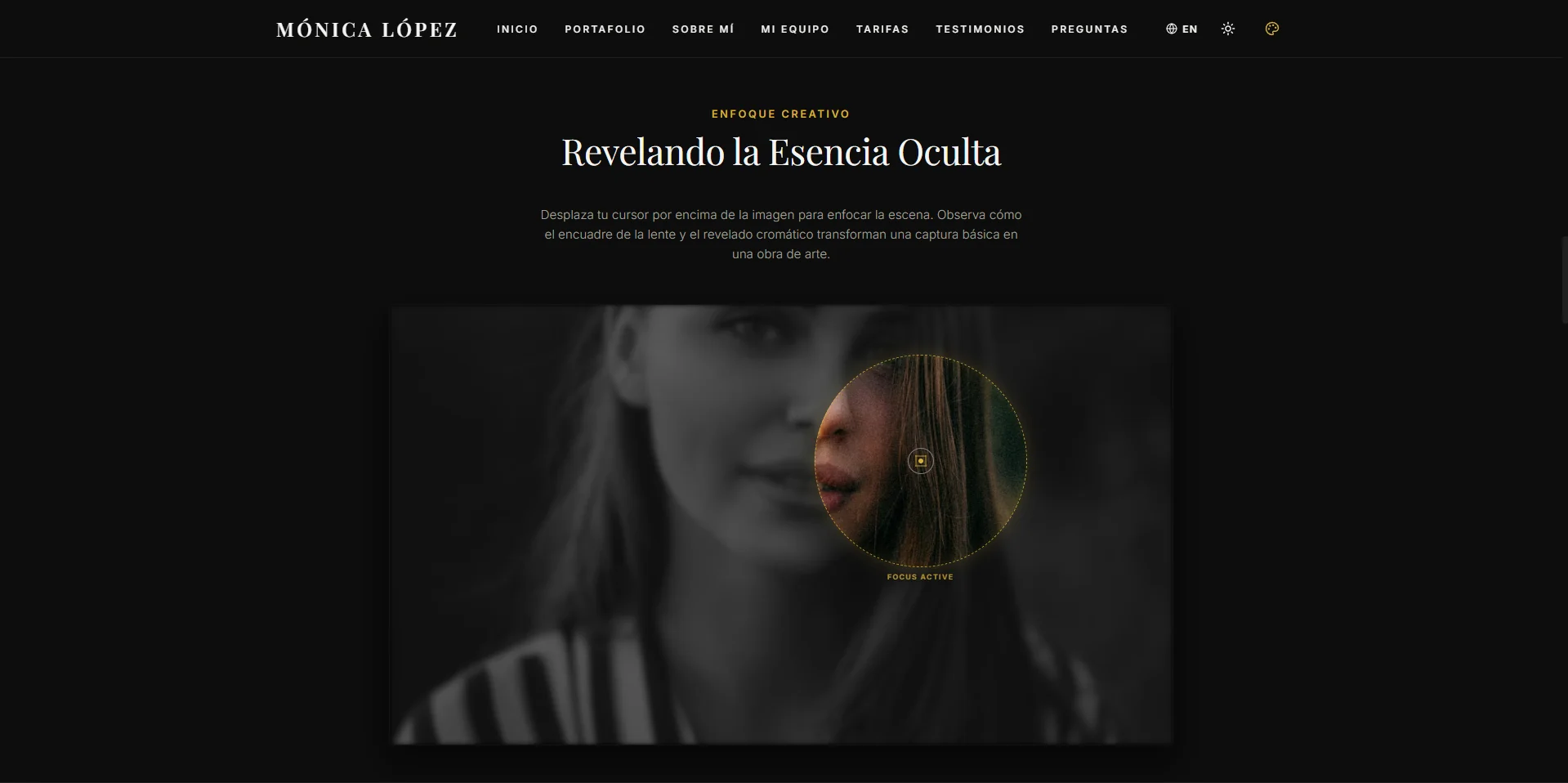 Sección Interactiva de Enfoque GSAP